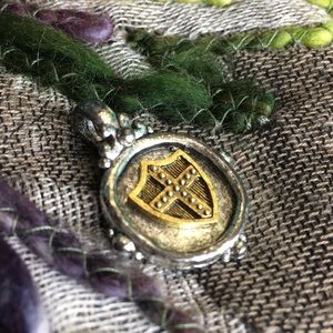 Gold & Silver Cross & Sheild Charm Pendant